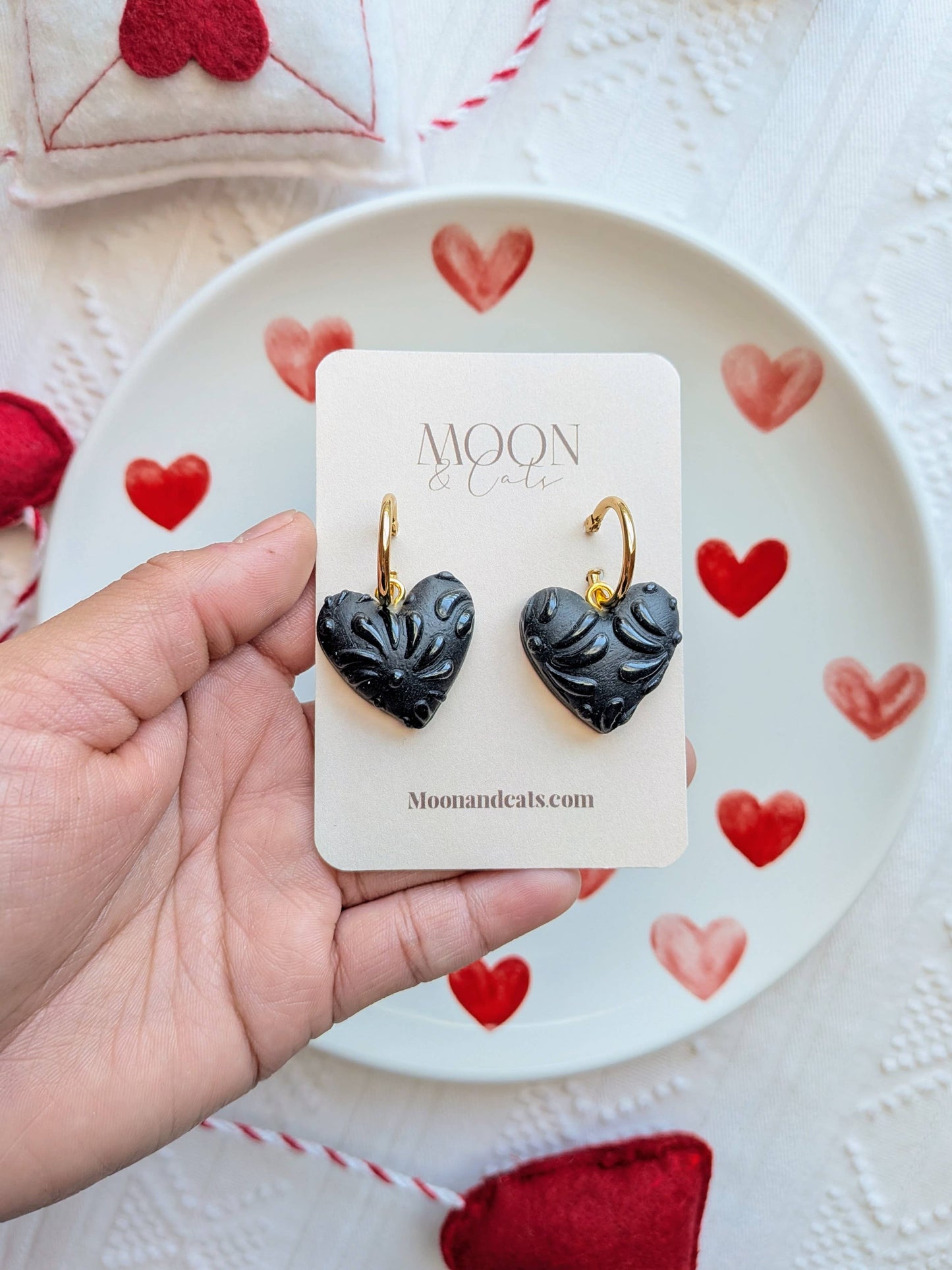 Black on black talavera hearts