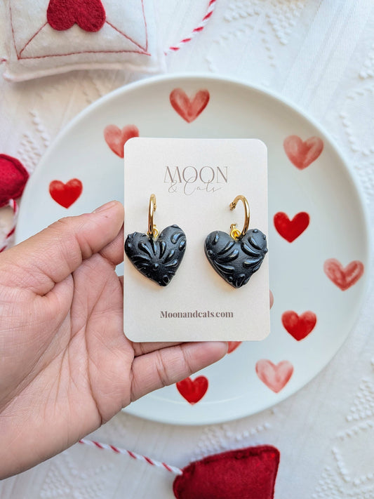 Black on black talavera hearts