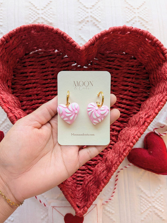 White talavera on pink hearts