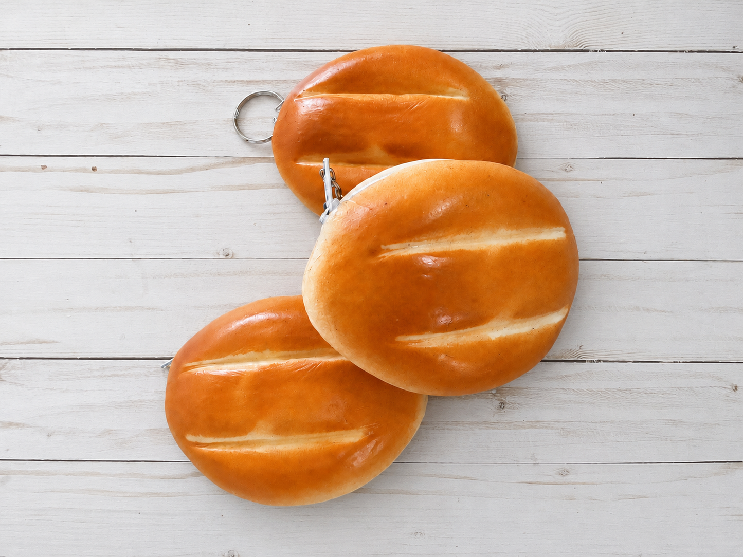Mexican Telera Bread Coin Purse Keychain Novelty Food Wallet