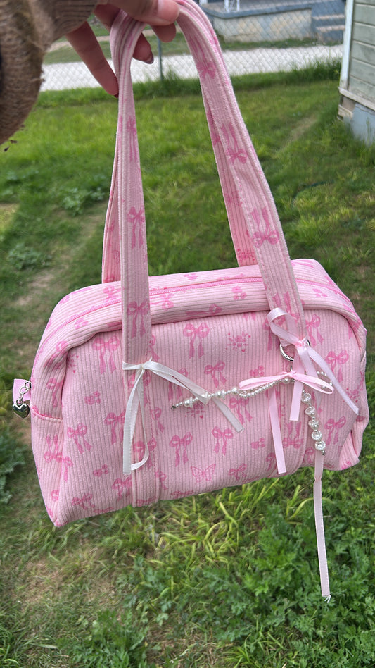 Pink Bow Shoulder bag with Charm