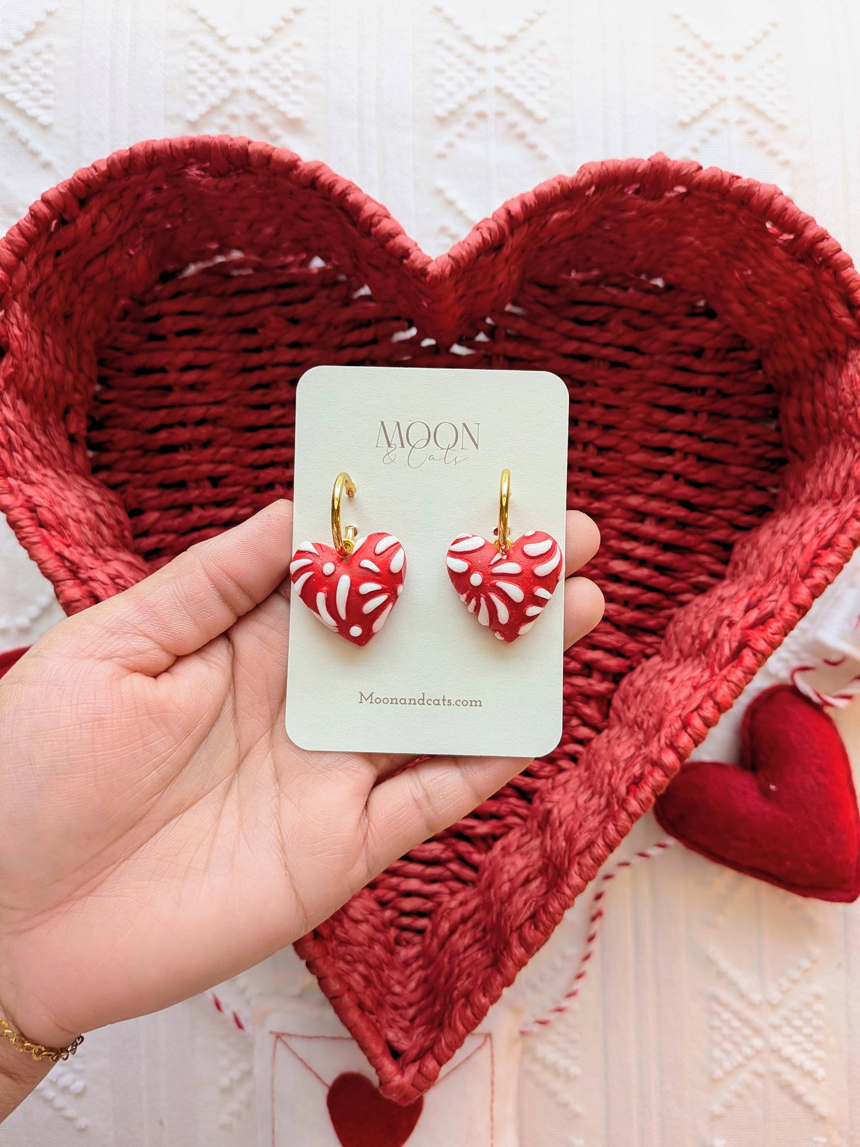 White on red talavera hearts