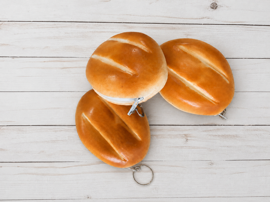Mexican Telera Bread Coin Purse Keychain Novelty Food Wallet