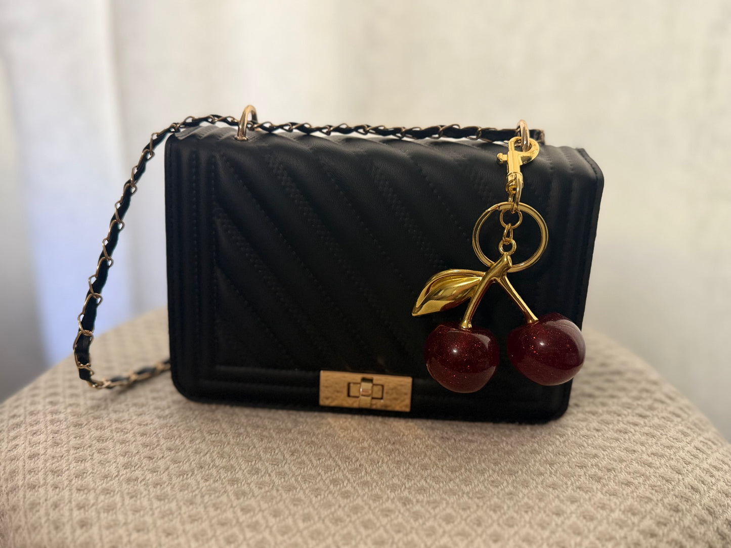Gold Cherry Bag Charms