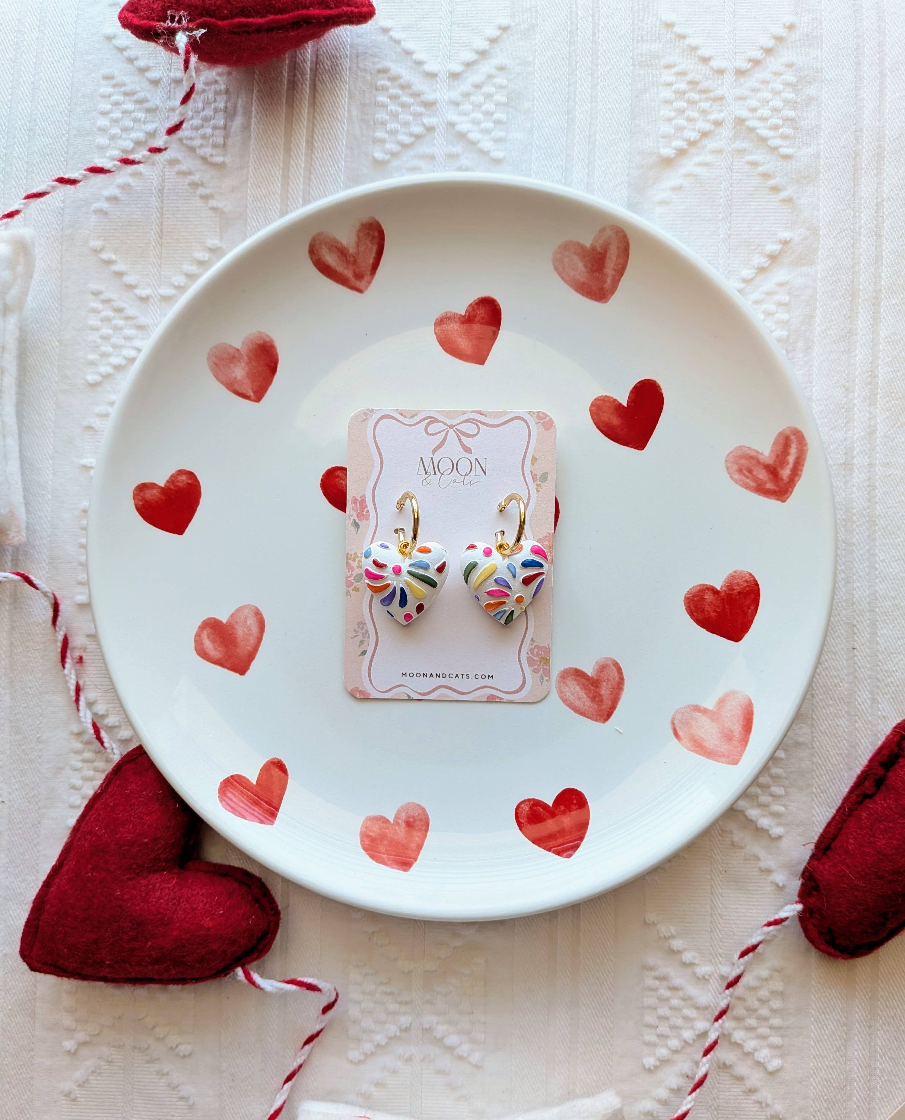 Otomi talavera hearts / Fiesta talavera heart earrings